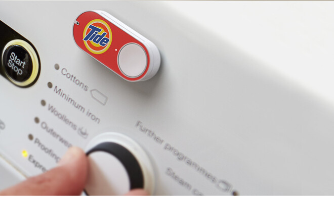 Nutzer können den Dash Button, der für ein einzelnes bestimmtes Produkt gedacht ist, über Amazon beziehen