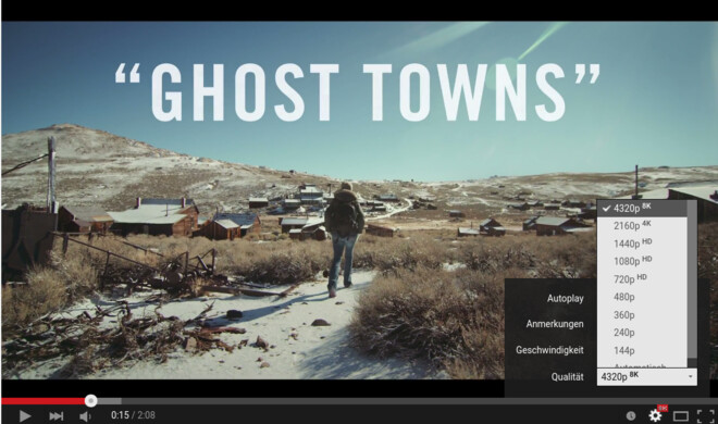 Auf YouTube gibt es ein erstes Video mit 8K-Auflösung