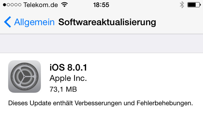 iOS 8.0.1 macht Probleme mit der Mobilfunkverbindung und Touch-ID