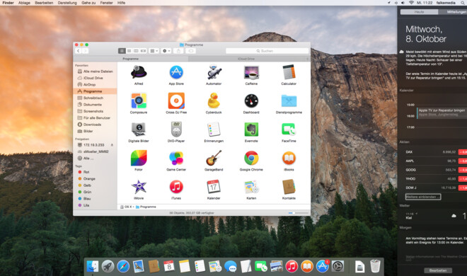 Benutzeroberfläche von Yosemite - flach und stark an iOS 8 angelehnt 