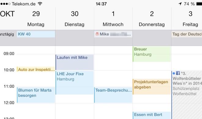 In der Kalender-App können Sie sich leicht einen Überblick über Ihre Termine verschaffen.