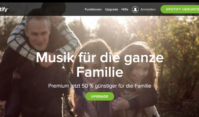 Familientarif mit 50 Prozent Nachlass bei Spotify