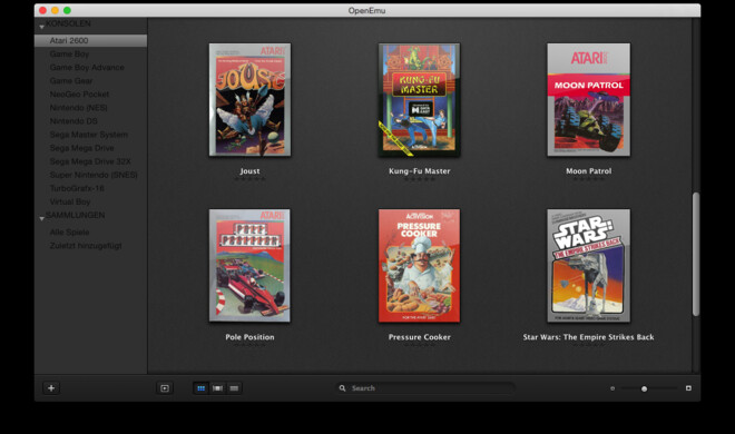 Die grafisch schöne und übersichtliche Bibliothek von OpenEmu.