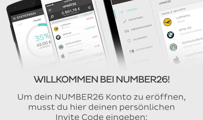 Wer ein Number26-Konto eröffnen möchte, muss sich derzeit auf der Warteliste einschreiben – oder sich von jemandem mit Number26-Konto einladen lassen.