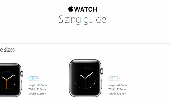 In dem Größen-Guide der Apple Watch können Sie sich vorab einen ersten Eindruck von den Originalgrößen der Uhren verschaffen.