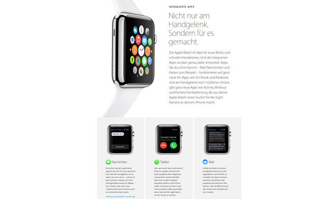 Auf der Webseite erhält der Nutzer einen ersten guten Überblick, wozu er die Smartwatch nutzen kann