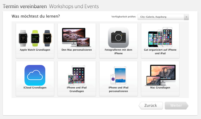 Ab dem 27. April kann ein kostenloser Apple Watch-Workshop gebucht werden. Dieser ist jedoch nicht in allen Apple Stores verfügbar.