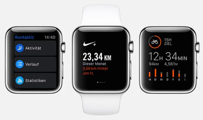 Runtastic, Nike+ Running und Strava Laufen &amp; Radfahren bieten bereits jetzt einen großartigen Support für die Apple Watch
