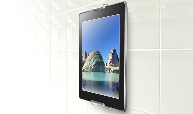 Zur Befestigung Ihres iPad gibt es viele Wandhalterungen wie zum Beispiel die TM 107 von Vogel’s