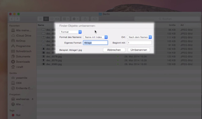 Der Finder ermöglicht dem Nutzer viele Funktionen