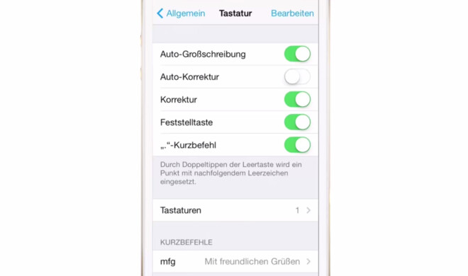 Die Autokorrektur lässt sich abschalten