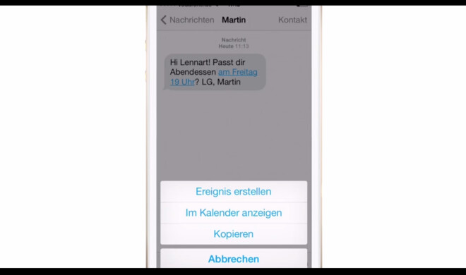 iOS erkennt Termine in Nachrichten automatisch