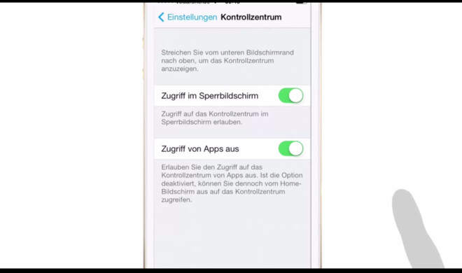 Die globale Wischgeste für das Kontrollzentrum lässt sich deaktivieren