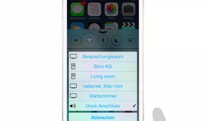 In iOS können Sie Ihr Audio-Wiedergabe-Gerät auswählen
