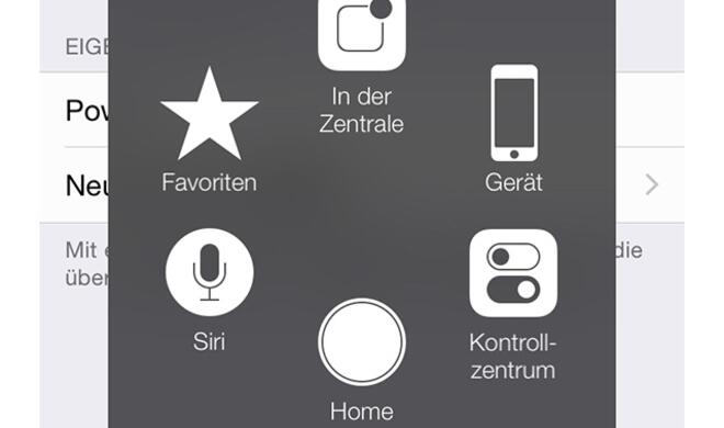 Assistive Touch bietet schnellen Zugriff auf viele Funktionen