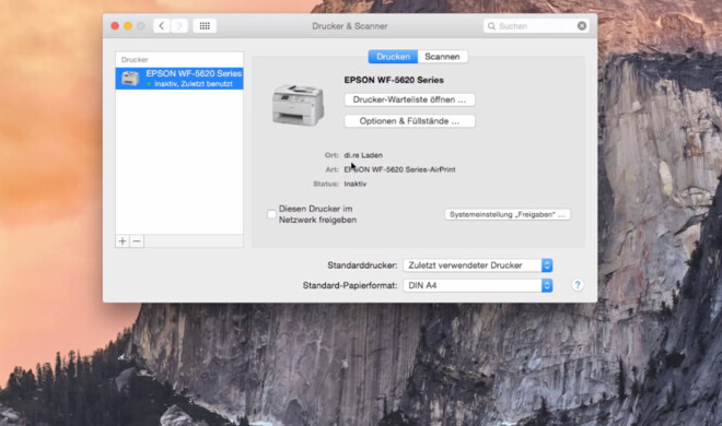 Das Einrichten eines Druckers ist unter OS X 10.10. Yosemite sehr einfach