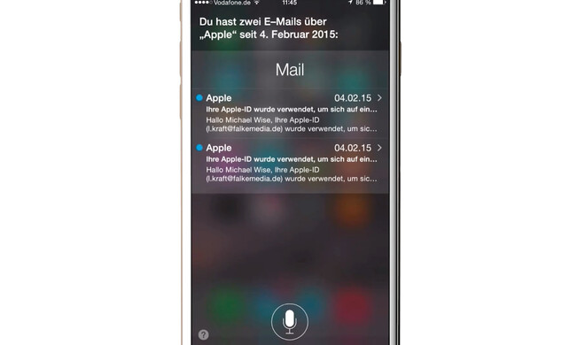 Siri hilft dabei, schnell und einfach E-Mails aufzustöbern