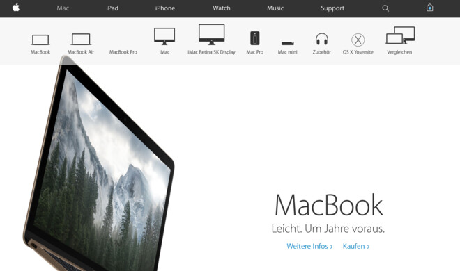 Apple integriert den Online Store direkt in die Website