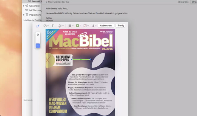 Sie können Bilder direkt in Mail bearbeiten