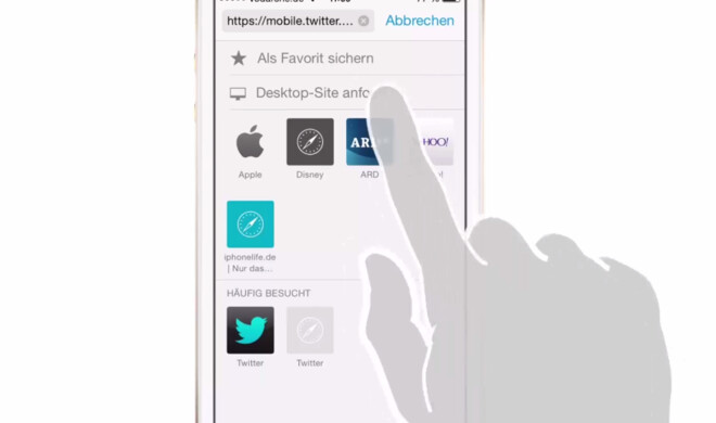 Die iOS-Version von Safari kann auch die Desktop-Version einer Webseite aufrufen