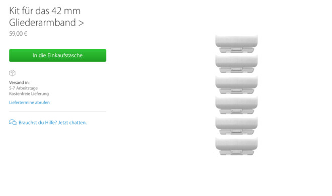 Sie können das Gliederarmband mit dem neuen Kit mit bis zu sechs Gliedern erweitern