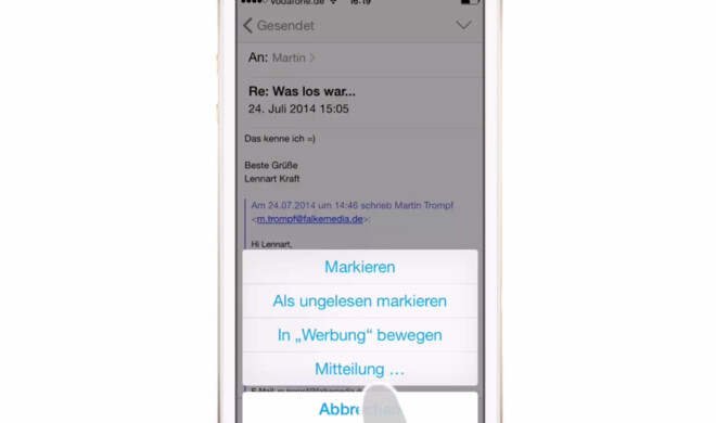 iOS 8 kann Ihnen beim Eingang einer wichtigen E-Mail eine besondere Benachrichtigung senden