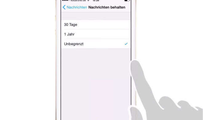 Sie können in iOS 8 einen Zeitraum für die Speicherung Ihrer Nachrichten festlegen