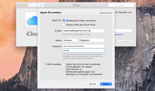Für eine Apple ID benötigen Sie eine E-Mail-Adresse