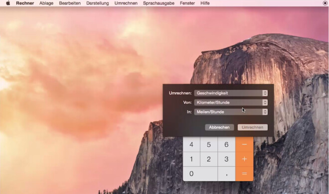Der Taschenrechner von OS X kann auch EInheiten umrechnen