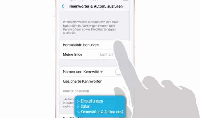 Safari kann Ihre Passwörter verwalten