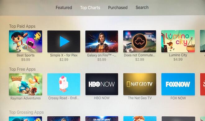Apple führt Top-Charts im Apple TV App Store ein