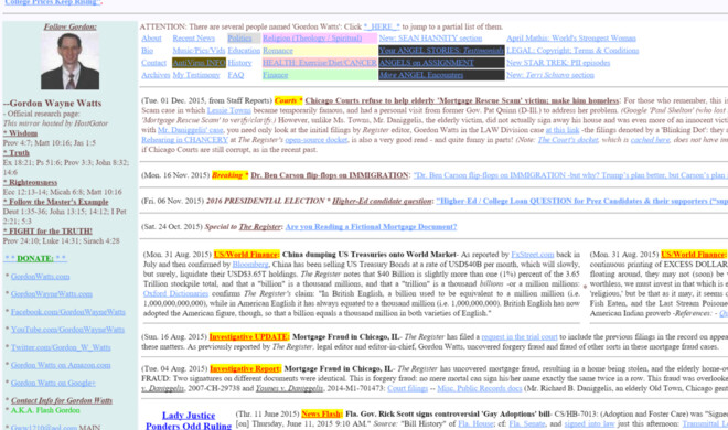 Man glaubt es kaum, diese Wand aus winzigem Text wurde das letzte mal vor rund drei Wochen aktualisiert. Immerhin ist der Hintergrund weiß, was nach all den vorhergehenden Webseiten eine angenehme Abwechslung ist.