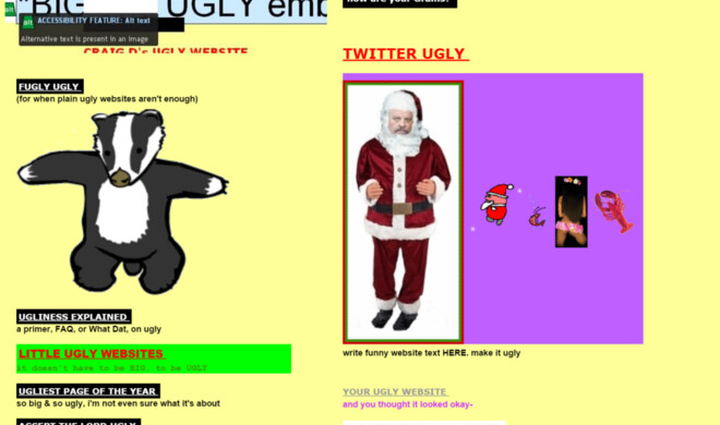Bonus: The Big Ugly Webseite haben wir als Bonus mit aufgenommen. Schließlich will die Seite mit Absicht „die große hässliche Webseite“ sein.