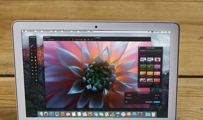 Montage: Pixelmator auf MacBook Air.