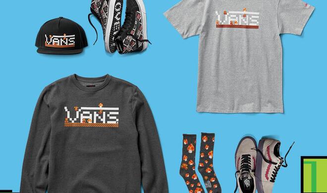 Vans-Kollektion zeigt farblich abgestimmte Kleidung u. a. mit Donkey-Kong-Motiven.