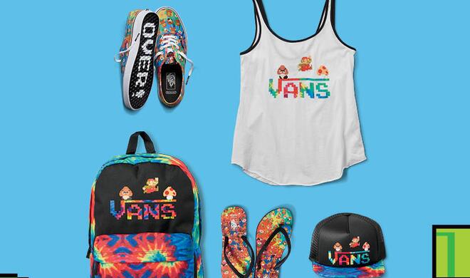 Unter anderem: Flip Flops und Unterhemdchen mit Pilzjäger Mario von Vans.