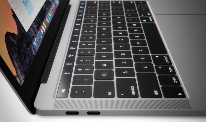 USB-C-Anschlüsse am MacBook Pro.
