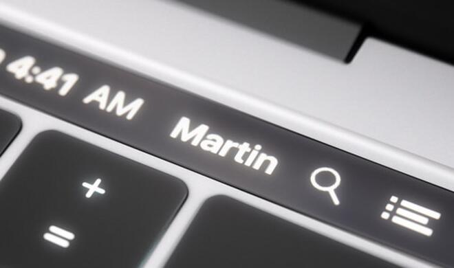 Menüleisten-Icons auf OLED-Touchleiste im MacBook Pro.