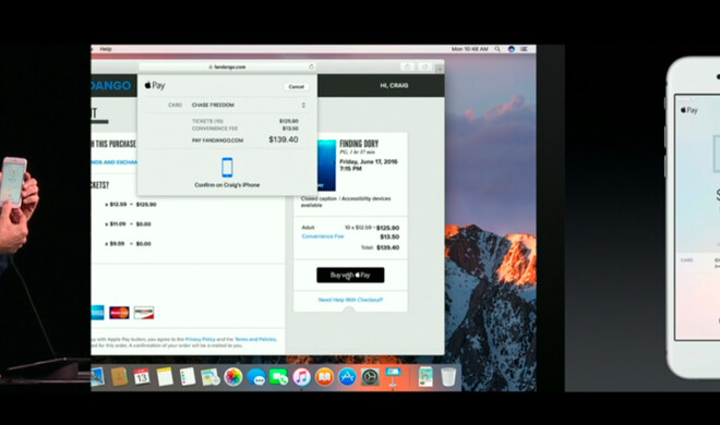 Apple Pay am Mac, Autorisierung per iPhone.