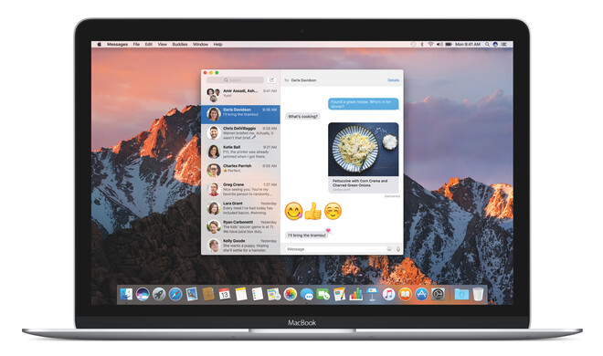 Nachrichten-App in macOS Sierra kann die neuen iMessage-Features von iOS 10 anzeigen.