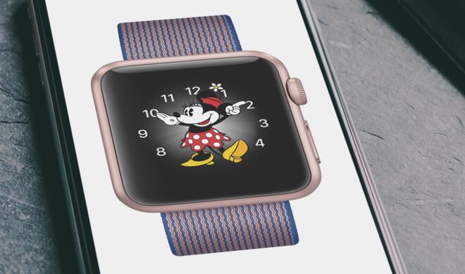Montage: Minnie Maus auf Apple Watch auf iPhone