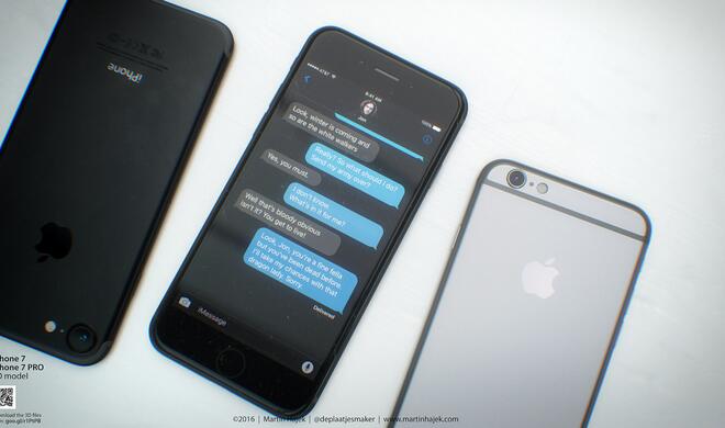 iPhone 7 in &quot;Space Black&quot; neben altem iPhone 6s.