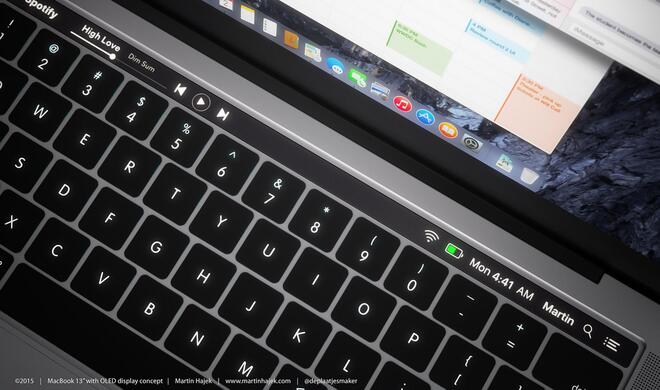 MacBook Pro mit OLED-Touchscreen auf der Tastatur