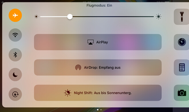 Flugmodus in iOS 10 aktiviert