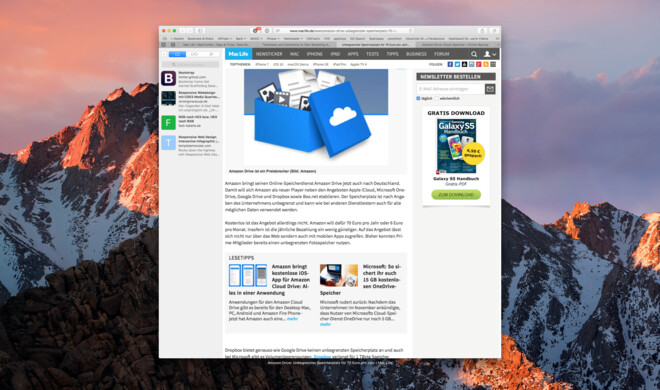 Safari 10 in macOS Sierra