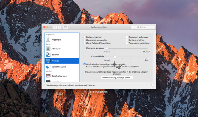 Bedienungshilfen in macOS Sierra einstellen