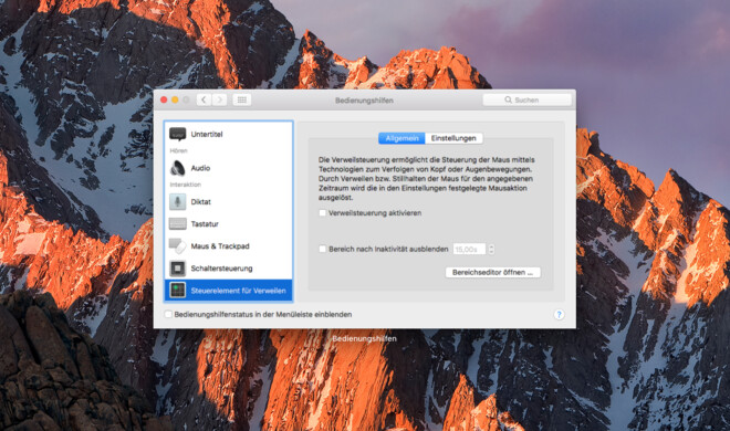 Bedienungshilfen in macOS Sierra einstellen