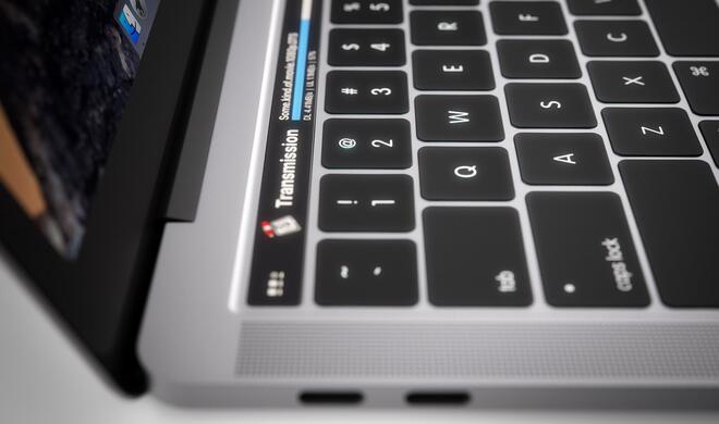 Konzeptbild des neuen MacBook Pro mit OLED-Zeile