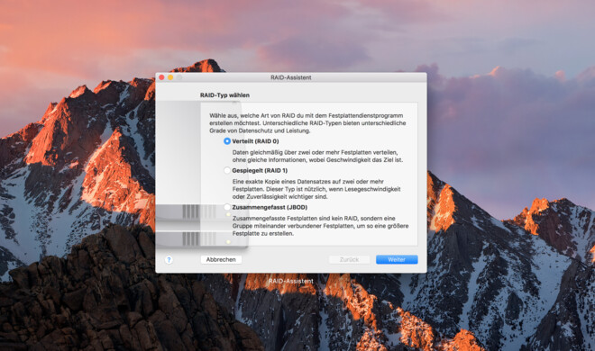 RAID-Assistent in macOS Sierra