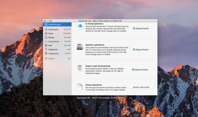 Speicher optimieren in macOS Sierra